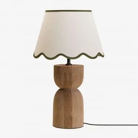 Diniz Mangohouten Tafellamp ↑30 Cm & Gardenia Wit Katoen - Legergroen 35 Cm Berne - Sklum
