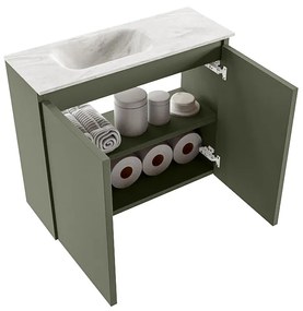 Mondiaz Ture DLux toiletmeubel 60cm army met wastafel ostra links zonder kraangat