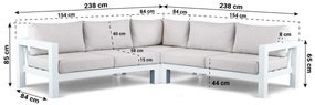 Hoek loungeset 5 personen Aluminium Wit  Lifestyle Garden Furniture Luca