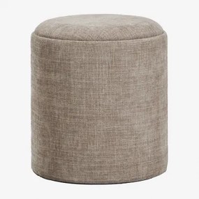 Berkeleni Ronde Gestoffeerde Poef Met Dienblad En Opbergruimte Ø40 Cm & Stof Zandbruin - Sklum