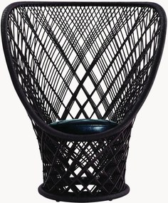 Rotan armstoel Pavo met leren zitvlak