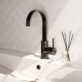 Brauer Stripe wastafelkraan met draaibare platte uitloop model A gunmetal geborsteld PVD