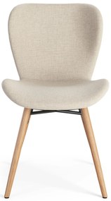 ALTEA Beige (stof Rio 40)/poten natuur eiken – MODERNE STOEL VOOR WOONKAMER/EETKAMER/KEUKEN/KANTOOR