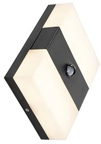 Buitenwandlamp zwart IP44 incl. LED met bewegingsmelder - Dualy