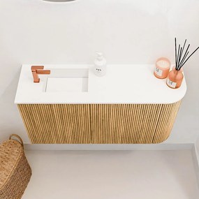 Mondiaz Joya 80cm toiletmeubel ronding rechts oak met wastafel faye links 1 kraangat talc
