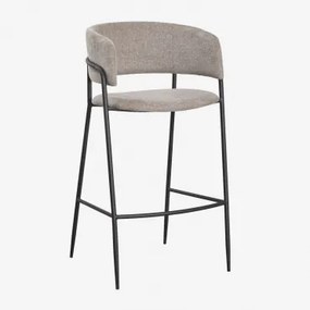Nalon Hoge Gestoffeerde Kruk Zwart & ↑75 Cm & Stof Zandbruin - Sklum