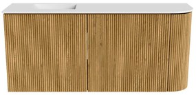 Mondiaz Joya 90cm toiletmeubel ronding rechts oak met wastafel faye links zonder kraangat talc