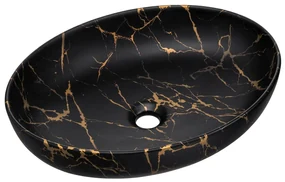 Comad Mona waskom 52x40cm zwart goud marmer
