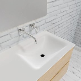 Zaro Valencia Solid Surface badmeubel 120cm licht eiken zonder kraangat spoelbak rechts met 4 lades