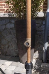 4 Seasons Outdoor Azzurro Parasol woodlook frame met zandkleurig doek Ø 300 cm Parasol    weerbestendig