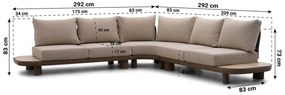 Hoek loungeset 5 personen Aluminium/Rope /Ceramic stone Taupe  Santika Furniture Santika