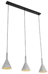 QAZQA Eettafel / Eetkamer Industriële hanglamp grijs met zwart 3-lichts - Steypa Industriele / Industrie / Industrial E27 Binnenverlichting Steen / Beton Lamp