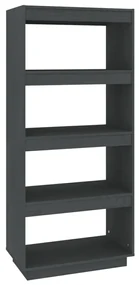 vidaXL Boekenkast/kamerscherm 60x35x135 cm massief grenenhout grijs