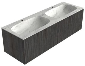 Mondiaz Kurve-dlux 140cm badmeubel shadow met 2 lades en wastafel stor small dubbel 2 kraangaten opalo