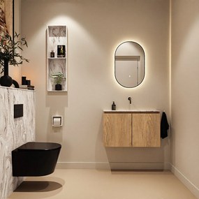 Mondiaz Ture DLux toiletmeubel 80cm washed oak met wastafel glace midden zonder kraangat