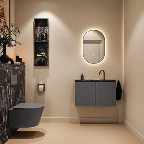 Mondiaz Ture DLux toiletmeubel 80cm dark grey met wastafel lava midden met kraangat