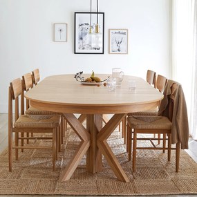 Uitschuifbare ronde eettafel, eiken en fineer, 6 tot 12 couverts, GOSLING