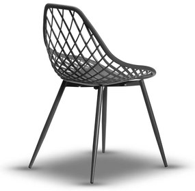 CHICO stoel donkergrijs (grafiet) - modern, opengewerkt, voor keuken / tuin / café