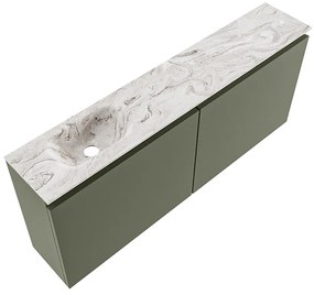 Mondiaz Ture DLux toiletmeubel 120cm army met wastafel glace links met kraangat