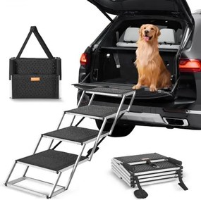 VEVOR Hondentrap voor Auto's, Brede Hondentrap met 4 Treden, Opvouwbare Hondentrap met Antislipoppervlak, Draagbare Hondentrap van Lichtgewicht Aluminium voor Auto, SUV en Vrachtwagen, Ondersteunt tot 250 lbs