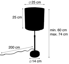 Tafellamp zwart velours kap zwart 25 cm verstelbaar - Parte Modern E27 cilinder / rond Binnenverlichting Lamp