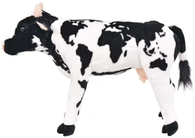 vidaXL Speelgoedkoe staand XXL pluche zwart en wit
