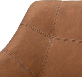 Eetkamerstoel Neba met armleuning en vergrijsde poten, kleur Cognac