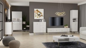 Commode VIENNA 2D3S Wit mat/goud - KAST MET LADEN EN GERIBBELDE FRONTEN