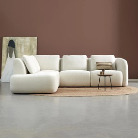 PEPP Interiors Cloud Hoekbank Met Ronde Vormen Ottoman Links Creme Raven 22