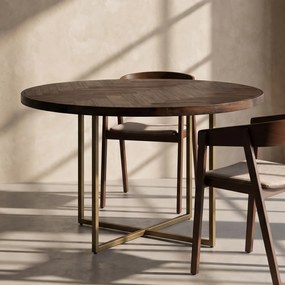 Ronde Eettafel Visgraat Acacia - 120 X 120cm.