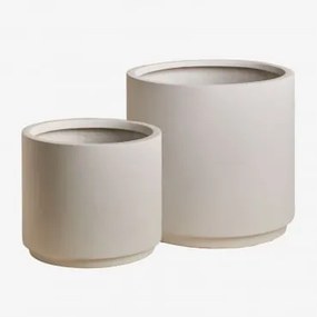 Set Van 2 Buitenpotten Ø35 Cm / Ø45 Cm In Polyresin Saturnus Wit - Sklum