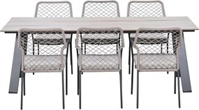 Garden Impressions Ross tuinset sand 7-delig - Braga tuintafel 220x100 cm
