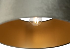 Hanglamp zwart met stekker en groene kap met gouden binnenkant 35cm - Cavalux
