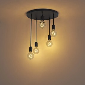 Moderne plafondlamp zwart 5-lichts - Facil