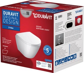 Duravit D-Neo compact en randloos hangtoilet met toiletbril 37x48x40cm Wit