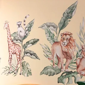 INSPIO Muursticker van textiel - SAFARI dieren uit het wild