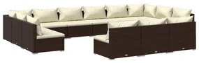 vidaXL 13-delige Loungeset met kussens poly rattan bruin
