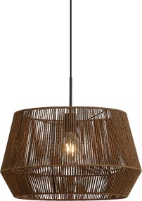Hanglamp zwart met bruine papieren touw kap 50/50/30 - Combi 1