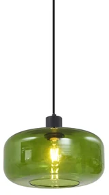 Retro hanglamp zwart met groen glas - Bizle Retro E27 rond Binnenverlichting Lamp