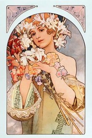 Kunstreproductie Poster “The flower”, Mucha, Alphonse Marie
