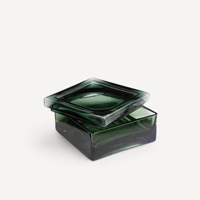 Handgeblazen glazen doos, hoogte 8 cm, OROA