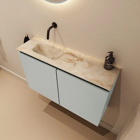 Mondiaz Ture DLux toiletmeubel 80cm greey met wastafel frappe links zonder kraangat