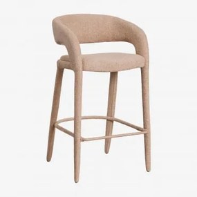 Set Van 2 Hoge Krukken 75 Cm Gestoffeerd Arazeina Latte Bruin Dikke Chenille - Sklum