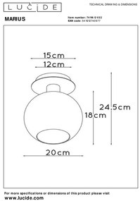 Lucide Marius plafondlamp 20cm 1x E27 goud mat