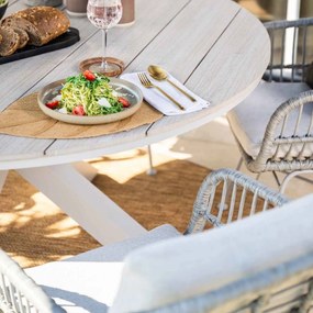 Garden Impressions Lucas tuinset 5-delig valley sand - Tulli tuintafel Ø122x75 cm - light teak vironwood