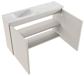 Mondiaz Ture DLux toiletmeubel 80cm linen met wastafel opalo links zonder kraangat