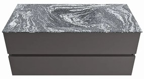 Mondiaz Vica DLux badmeubel 110cm dark grey 2 lades met wastafel lava midden zonder kraangat