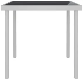 vidaXL Tuintafel 80x80x72 cm glas en staal lichtgrijs