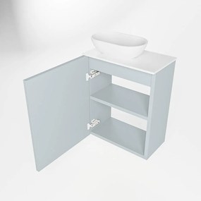 Mondiaz Fowy toiletmeubel 40cm clay met witte waskom links en kraangat