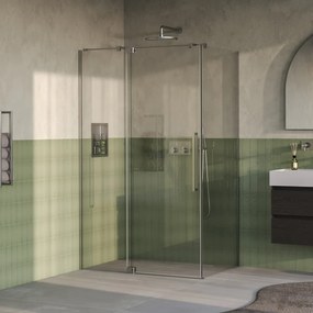 Brauer Stellar douchecabine met draaideur 120x100cm RVS geborsteld PVD